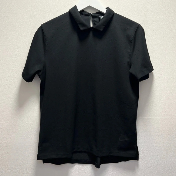 Nike Women’s Black Golf Polo Shirt with Peter Pam Collar - Picture 1 of 7